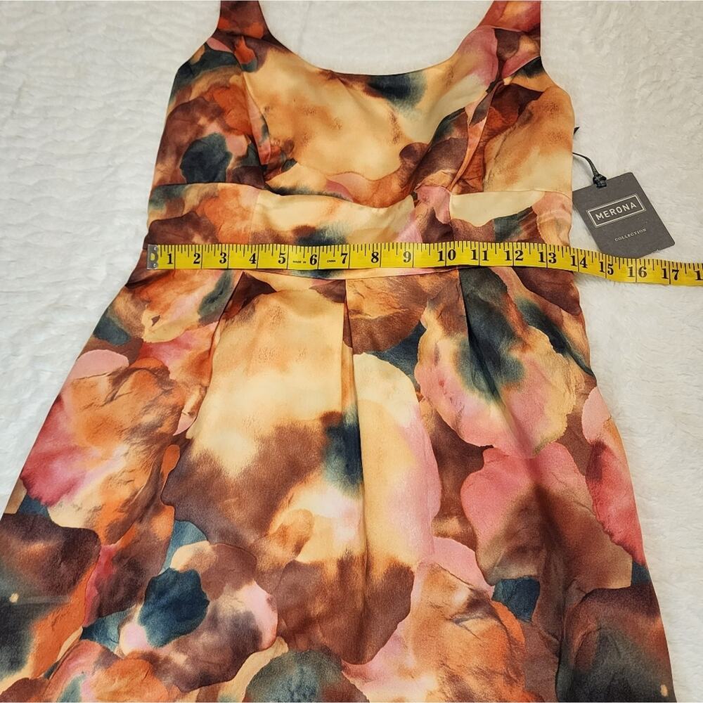NWT Merona Orange Brown Sleeveless Sheath Watercolor Dress, Size 2 - Picture 12 of 12